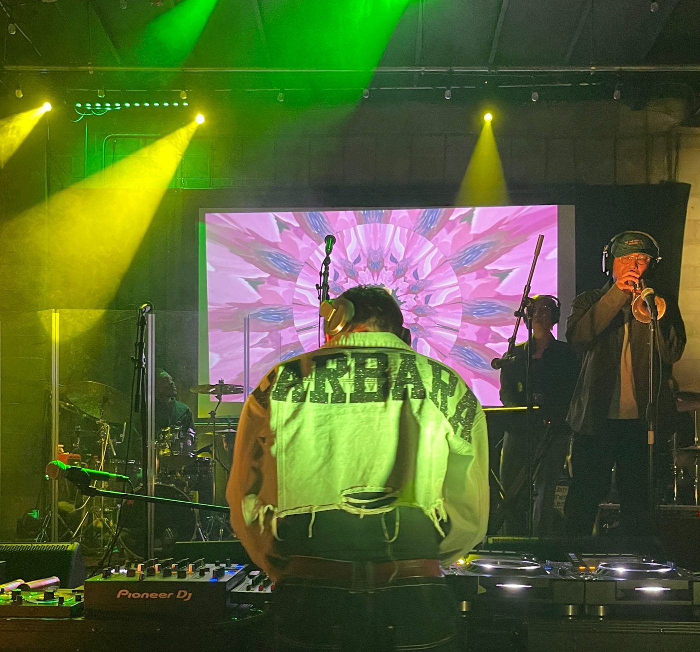 Band in front of a projected visual